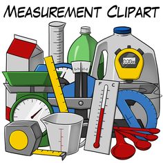 a pile of different types of measuring equipment with the words measurement clipart on it