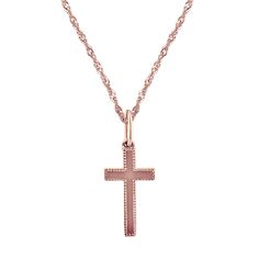 Cross Pendant in 14k Rose Gold (20 in) | Shane Co. 14k Rose Gold Cross Necklace, Elegant Rose Gold Crucifix Cross Necklace, Jewelry Cleaning Solution, Gold Cross Pendant, Platinum Jewelry, Make Your Own Jewelry, Filigree Design, Cross Jewelry, Sapphire Jewelry