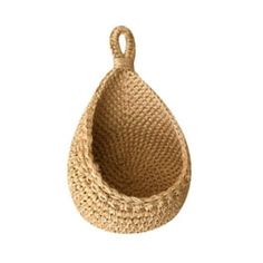 an empty basket hanging from a rope on a white background with clipping for text