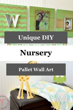 an image of a nursery room with the words unique diy nursery wall art