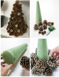 pine cones are used to make a christmas tree