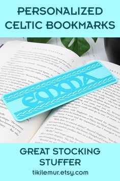 a bookmark with the words, personalized celtic booksmarks great stocking stuff