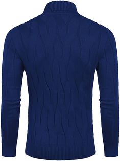 Men's Navy Blue Slim Fit Turtleneck Sweater Casual Knitted Pullover Sweater 72% Polyester, 28% Nylon Hand Wash Only With high quality elastic soft fabric and thick material, making you feel warm and comfortable in the chill days Size Chest Waist XXS 29 - 31 27 - 29 XS 30 - 32 28 - 30 S 34 - 36 30 - 32 M 38 - 40 32 - 33 L 42 - 44 33 - 34 XL 46 - 48 36 - 38 2XL 48 - 50 40 - 42 3XL 50 - 52 44 - 48 Blue Crew Neck Knitted Outerwear, Blue Knitted Turtleneck Top, Fitted Blue Turtleneck For Winter, Fitted Blue Turtleneck Sweater, Navy Fitted Sweater For Winter, Blue Fitted Turtleneck Sweater, Blue Fitted Textured Knit Sweater, Blue Long Sleeve Winter Sweater, Navy Fitted Knitted Sweater