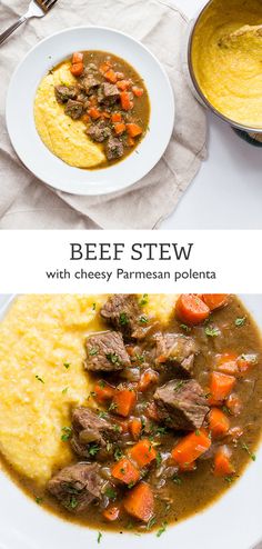 beef stew with cheesy parmesan polenta is an easy and delicious dinner