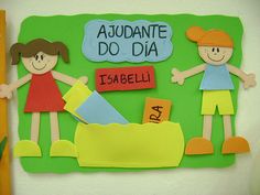 a bulletin board with two children holding hands