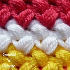 the crochet is white, red and yellow