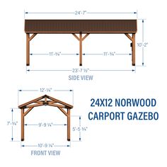 the measurements for a wooden carport gazebo