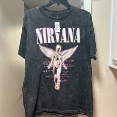 Brand New Distressed Black Nirvana White T Shirt, Nirvana Merch, Nirvana Outfit, Nirvana In Utero, Nirvana Tshirt, Emo Shirts, Nirvana Shirt, In Utero, Outfit Pieces