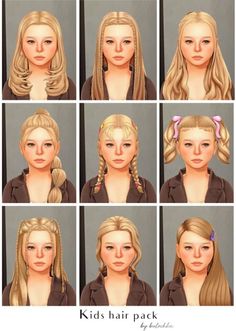 many different pictures of the same woman's hair for each character in the game