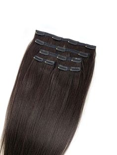 "100% human hair clip on yaki hair extensions. High quality Remy human hair Clip on Set: 5 Pieces (1-9\", 1-8\", 1-6\", 2-3\") Length: 18\" (shown in the image) other lengths are available. Please inquire! Colors: 1b (off black) shown. Weight: Approx. 100 grams" Yaki Hair, Off Black, Remy Human Hair, 100 Human Hair, On Set, Clip On, Hair Clip, Beauty Book, Hair Extensions