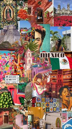 a collage of many different pictures and people in the same area, including an image of mexico