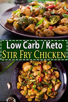 low carb / keto stir fry chicken with broccoli and peppers