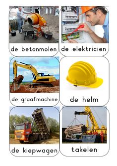 several pictures with different types of construction equipment