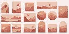 a set of different shapes and sizes of mountains