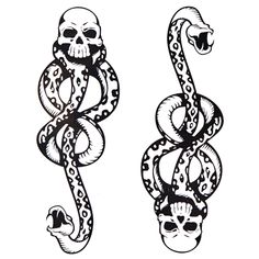 two snakes with skulls on their heads