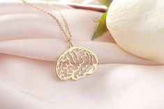 "Dainty Tiny Brain Necklace, Human Brain Pendant, Brain Charm, Anatomical Brain Necklace, Science Jewelry, Medical Jewelry, Brain Gifts TO OUR VALUED CUSTOMERS ! Please take a look at our special catalog that we have prepared for you !  ▶ https://www.etsy.com/shop/DaintyMark D E T A I L S * Made to Order. * Handmade with Sterling %100 925K Sterling Solid Silver. * Choice of Gold Color: Gold, Rose Gold, Silver * Length: 14\", 16\", 18\", 20\", 22\"  * Ready to Ship in 1-3 Business Days * Free returns within 14 days from the order date. A B O U T ∙ U S * All personalization is done by hand. Because it's better that way. * 100% Ethically Sourced raw materials. * Our lovely packaging is made with love and passion. * Handcrafted by our trusted craftsmen with care. G I F T ∙ T I M E We love gift Brain Necklace, Anatomical Brain, Science Jewelry, Medical Jewelry, Human Brain, Funky Jewelry, Stylish Jewelry, Love Gifts, Gold Rose