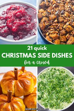 A collage of Christmas side dish recipe ideas. Easy Christmas Dinner For A Crowd, Christmas Dinner For A Crowd, Best Christmas Side Dishes, Side Dishes For Christmas, Dishes For Christmas, Side Dishes For A Crowd, Dishes For A Crowd, Christmas Side Dish Recipes, Party Side Dishes