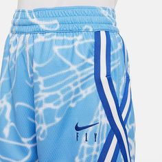 the nike shorts are designed to look like they have been worn in blue and white