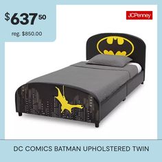 the batman bed is for $ 637 50 reg $ 650 00 dc comics upholstered twin