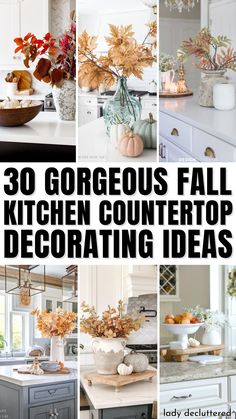 30 Gorgeous Fall Kitchen Countertop Decorating Ideas September Kitchen Decor, Simple Fall Kitchen Island Decor, Fall Kitchen Decor 2023, Kitchen Countertop Fall Decor Ideas, Fall Centerpieces For Kitchen Island, Island Fall Centerpiece, Farmhouse Fall Kitchen Decor Ideas, Fall Kitchen Island Centerpiece, Fall Decor Ideas For Kitchen Island