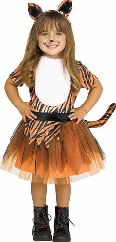 Tiger Child Girls Costume Dress Tail Ear Headband NEW Tiger Child Girls Costume Dress Tail Ear Headband NEW Up for sale is the child costume Tigerrrr. The costume is available in the following sizes when in stock: a USA Size 3T-4T and a USA Size 4-6. The costume includes the dress, tail, and tiger ear headband. Shoes and makeup are NOT included. It is new in the package. Click to edit text Girls Tiger Costume, Toddler Tiger Costume, Tiger Fancy Dress, Tiger Halloween Costume, Popular Halloween Costumes, Tiger Girl, Tiger Kids, Tiger Costume, Toddler Tutu