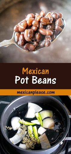 mexican pot beans in a skillet with onions and celery on the side