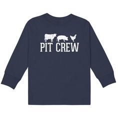 Pit Crew Cow Pig Chicken Barbecue  Kids Long Sleeve T-shirts Cow Pig Chicken, Chicken Barbecue, Hip Hop Hoodies, Pit Crew, Human Evolution, Long Sleeve Kids, Blue T, Blue Tshirt, Edgy Fashion