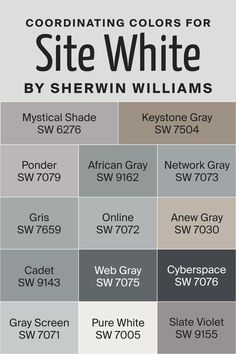 Site White SW 7070 Coordinating Colors by Sherwin-Williams Slate Violet Sherwin Williams, Sw Cyberspace Coordinating Colors, Cyberspace Coordinating Colors, Sw African Gray, Sw Pure White Coordinating Colors, Sherwin Williams Online Gray, Sw Cadet, Web Gray Sherwin Williams, Sw 7030 Anew Gray