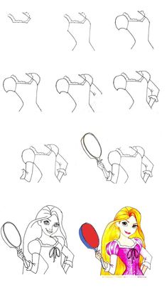 how to draw princess aurora from tangled hair