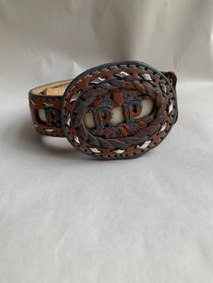 "This listing is for the vintage Western belt reads Richard with matching belt buckle that is initial RP. The condition used condition, looks like there was once one medallions on the belt that were removed. The leather Belt is hand tooled with the name Richard on back, measures 40\"X1.5\"this is without the buckle attached. The buckle is 3.5\" wide x 3,25\" in height. Please take a close look at photos, this listing is for both buckle and belt. Please follow our shop link for more vintage! http Tooled Leather Belts, Mannequin Art, Plastic Tumblers, Western Belts, Vintage Clip, Hand Tooled Leather, Vintage Western, Heart Ornament, Vintage Love