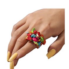 Boho Style Stretch Ring. Colorful Stones And Beads. Varying Styles Of Pinks, Red, Turquoise, Yellow, Green And Orange. Beautiful And Unique Look! Nwot! One Size. Cool Rings, Rings Cheap, Rings Chunky, Colorful Stones, Cheap Rings, Stretch Ring, Beaded Ring, Rice Bead