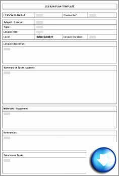 the lesson plan template for students to use in their own school's workbook