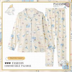 Crayon #Shin-chan Kitty #Cinnamoroll Pure Cotton Long-sleeved Cute Cartoon Women's #Pajama Set Kuromi Pajamas, Stitch Pajamas, Pajama Suit, Shin Chan, Print Pajamas, Anime Kawaii, Sweet Girls