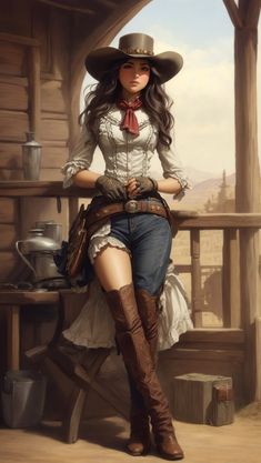 DreamShaper v7 Western Cowboy Girl draw Victorian 0 Steampunk Women, Cowboy Girl, Cowgirl Art, Cowgirl Aesthetic, Western Women, Cowboy Art, Cowgirl Outfits, Jolie Photo, Metal Plaque