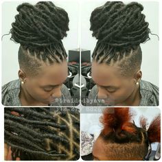 Beginner Locs, Dreadlocks Styles, Loc Updo, Ladies Hairstyles, Faux Dreads, Short Afro Hairstyles, Braids With Shaved Sides, Shaved Side, Faux Locks