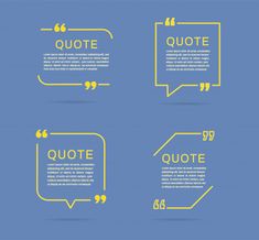 four yellow speech bubbles with the words quote in each one, and an empty thought bubble above