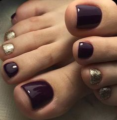 Gold Toe Nails, Fall Toe Nails, Pedicure Gel, Pedicure Designs Toenails, Unghie Sfumate, Manicure Art, Pedicure Colors, Gel Toe Nails, Nagellack Trends