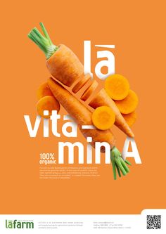 an orange poster with carrots and the words la vita - minna