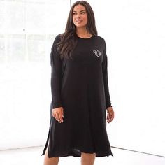 Turn heads in our Personalized Long Sleeve Midi Dress, featuring a stylish split hem for an effortlessly chic silhouette. Perfect for day or night, this versatile dress offers both comfort and elegance in one sleek design. Pair it with our Monogrammed Sneakers or our Monogrammed Cowboy Boots for the ultimate look! Made of Rayon and Spandex blendBody length of size Small is 43.5 inchesClassic fit; runs true to sizeFront pocket is not functional Silhouette Dress, Marley Lilly, Circle Monogram, Sleeve Midi Dress, Versatile Dresses, Long Sleeve Midi, Long Sleeve Midi Dress, Split Hem, Sleek Design