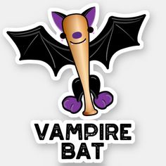 a sticker with the words vampire bat on it's bottom and an image of a