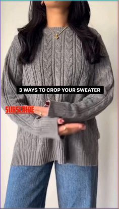 Dive into the world of sweater transformations with our guide to 3 chic ways to crop and expert tips on mastering the art of tucking. Elevate your winter wardrobe with these cozy yet stylish techniques. Follow me, save this pin, and let's explore together. Share your insights in the comments – it's all about learning and growing! 🌍💬 Tucking Hacks, Sweater Hacks, Amazon Sweaters, Umgestaltete Shirts, Learning And Growing, Bulky Sweaters, Shirt Hacks, Baggy Sweaters, Diy Fashion Hacks