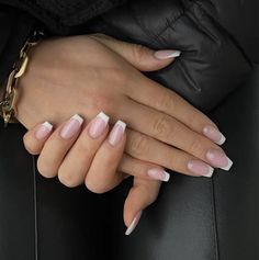 Short Franche Nails, French Tips Ballerina Nails, Frenchtips Nails Acrylic Square, Normal French Tip Nails, Naglar French Tip, Classic French Nails Square, Cute Ballerina Nails, Ballerina French Tip, French Manicure Square Nails