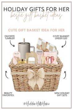 the holiday gift basket for her is shown with information on how to put it in