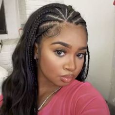 Braided Hairstyles Ideas Short Hair, Braided In The Front Straight In The Back, Braided Hairstyles Puertorican, Top Half Braided Hairstyles, Braided Cornrow Half Up Half Down, Half Up Half Down Braid Styles, Partially Braided Hairstyles, Half Braids Half Down, Braids Top Of Head