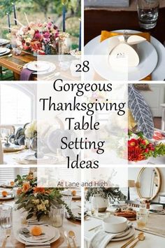 thanksgiving table setting ideas with text overlay