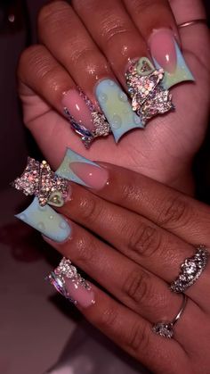 Medium Birthday Nails, Silver Bling Nails, Junk Duck Nails, Retainers Colors, Sweet 16 Nails, Punk Nails