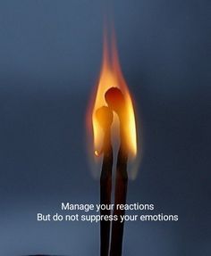 a candle with the words manage your reactions but do not suppress your emotions