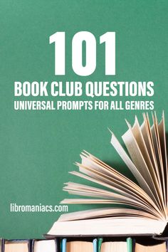 an open book with the title 1011 book club questions universal propps for all gens