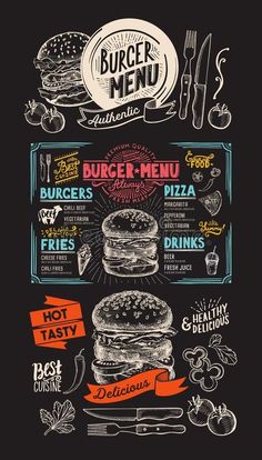 the burger menu is drawn on a blackboard