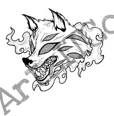 an image of a wolf head tattoo design